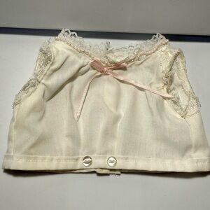 Pleasant Company Samantha’s Petticoat whites top with pink ribbon